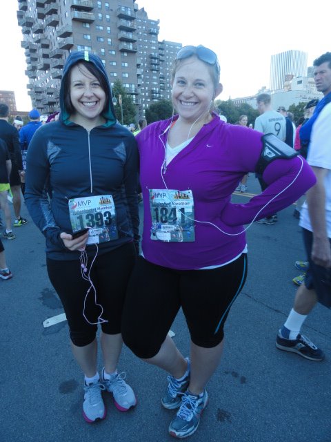 Katie and Meg before taking on the half marathon last fall.
