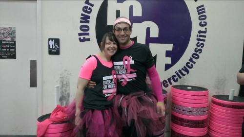 Meg and I before the Barbells for Boobs event at Flower City CrossFit this past Sunday. 